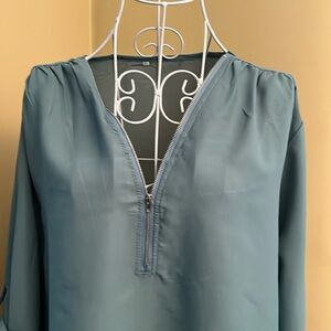 Teal Top with Adjustable sleeves